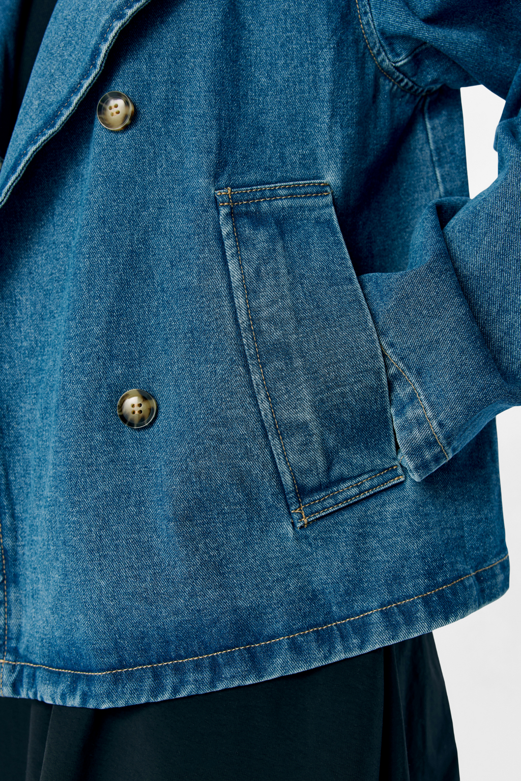 Tilla Gro l/s Denim Jacke - mittelblauer Denim