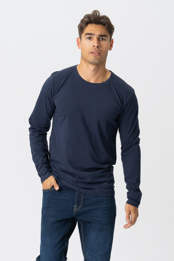 Basic Langarmes T-Shirt-Marine