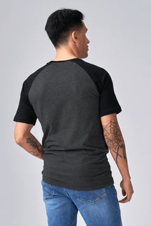 Basic Raglan T-Shirt-Schwarz-Dunkelgrau