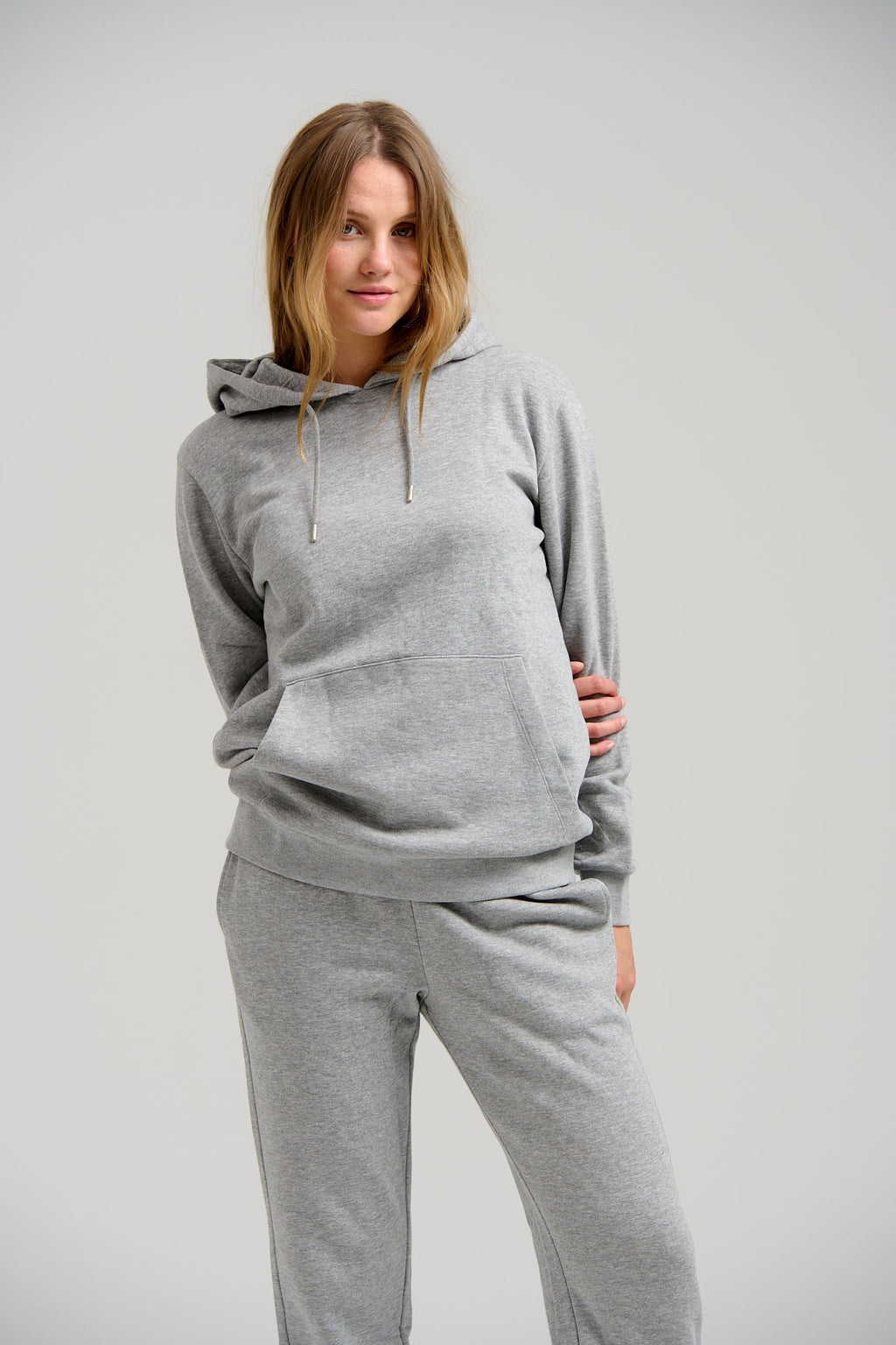 Basic Sweatsuit mit Hoodie (hellgraue Melange) - Paketangebot (Damen)