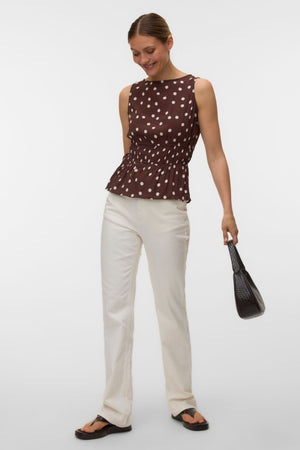 Elisa Smock Top – Chocolate Martini – Snow White Dot