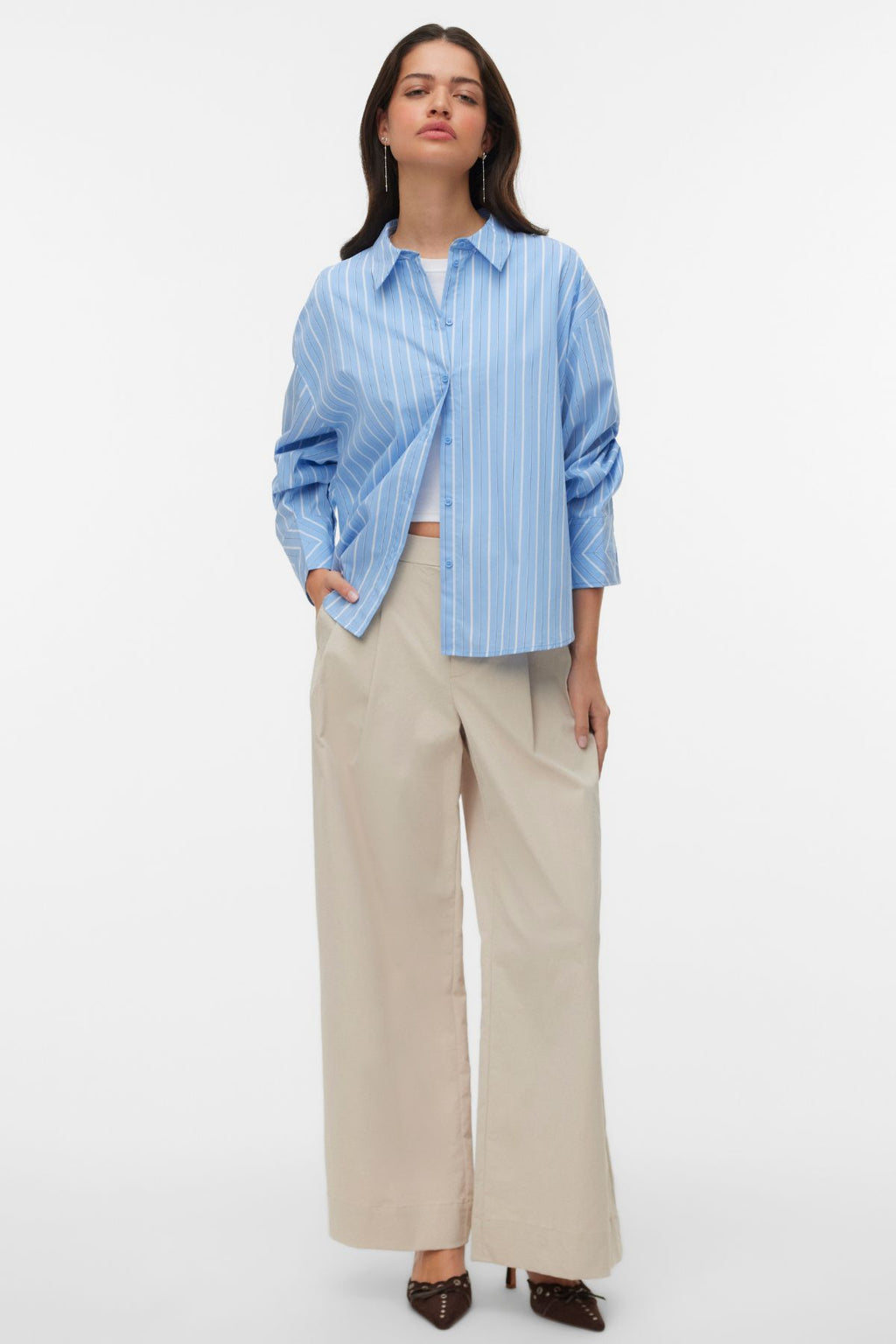 Meng MidWaist Crinkled Wide Pant – Zement