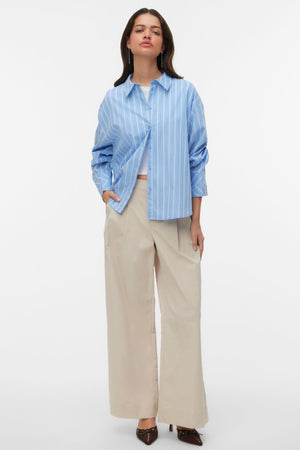 Meng MidWaist Crinkled Wide Pant – Zement
