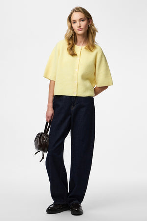 Silly Strickjacke mit O-Ausschnitt – Pale Banana Melange