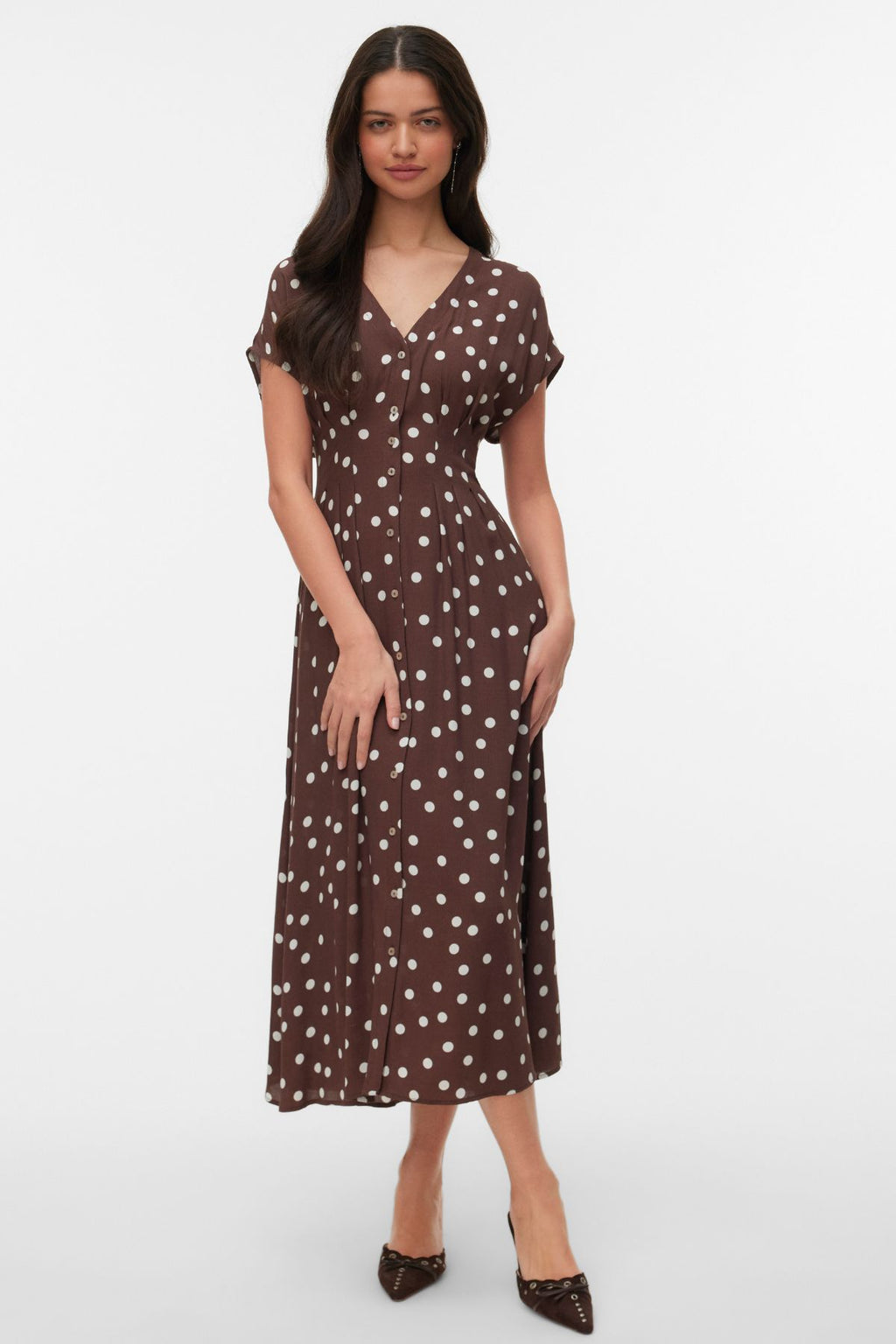 Elisa-Plissee-Hemdkleid – Schokoladen-Martini – Schneewittchen-Punkt
