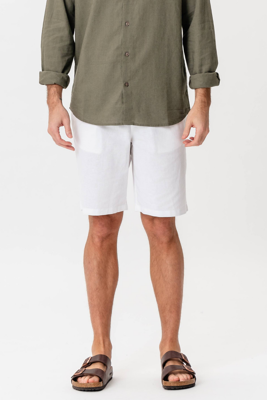 Leinen Shorts - Weiß