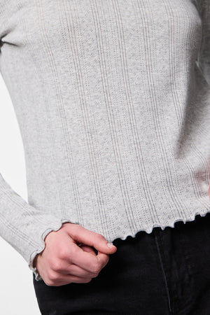 Marie O-Neck Top – Hellgrau Melange