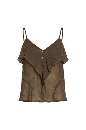 Danira Singlet-Top mit V-Ausschnitt – Schiefer Schwarz