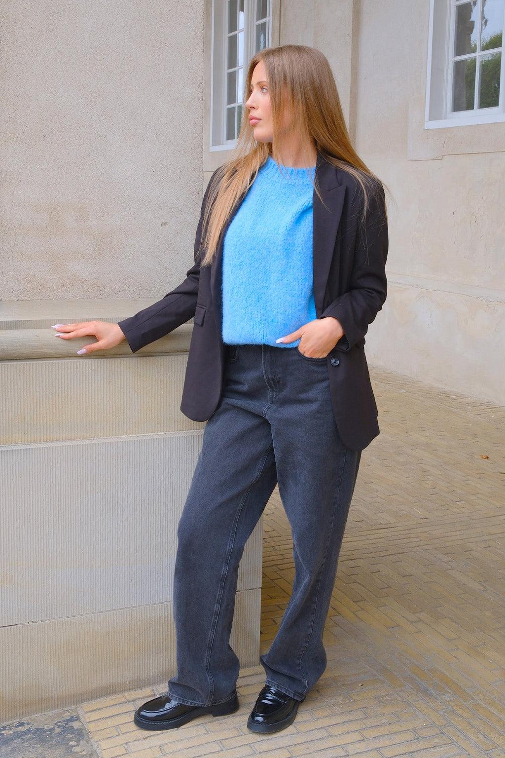 Chloe Kurzarmstrick – Hellblau