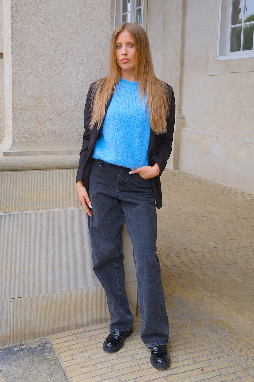 Chloe Kurzarmstrick – Hellblau
