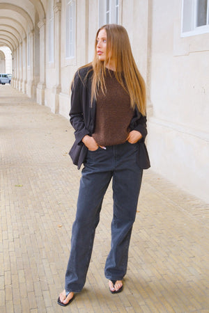 Chloe Kurzarmstrick – Schokolade