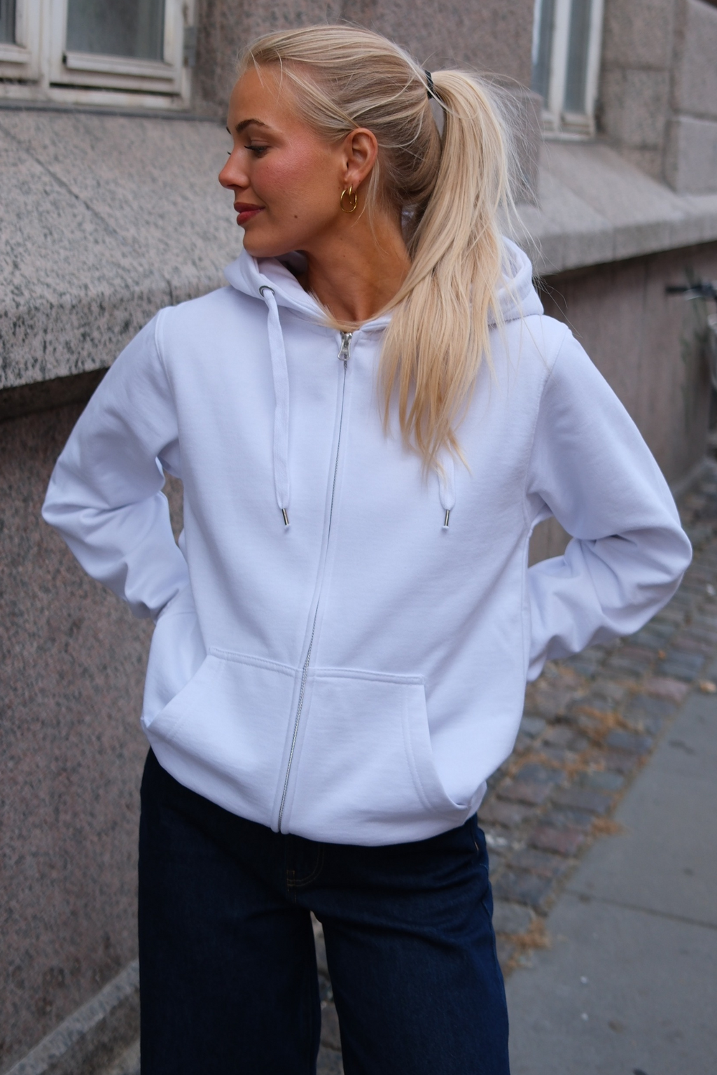 Basic Zip Hoodie - Weiß