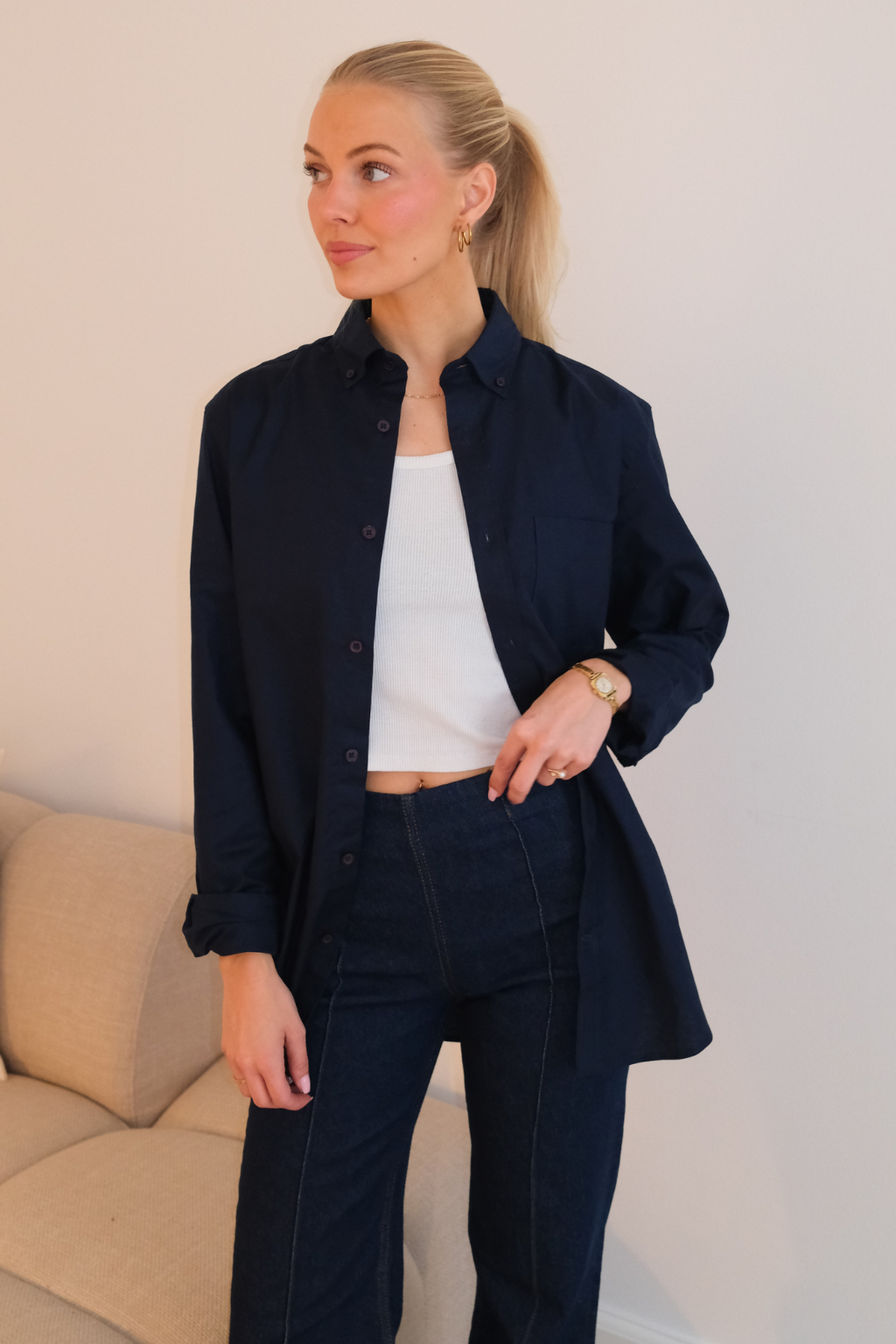 Boyfriend-Oxford-Hemd – Marineblau