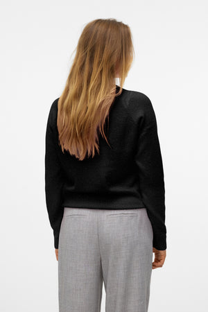 Doffy O-Ausschnitt-Bluse - Schwarz Melange