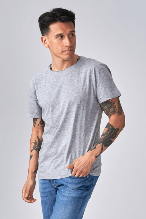 Deep Round Neck - Light gray - TeeShoppen Group™ - T-shirt - TeeShoppen