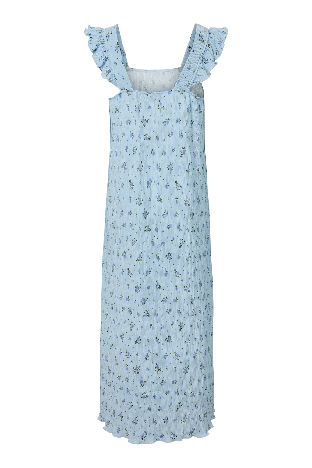 Volantkleid mit Flora-Trägern – Kaschmirblau