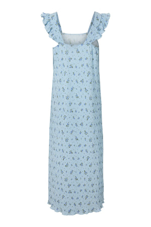Volantkleid mit Flora-Trägern – Kaschmirblau