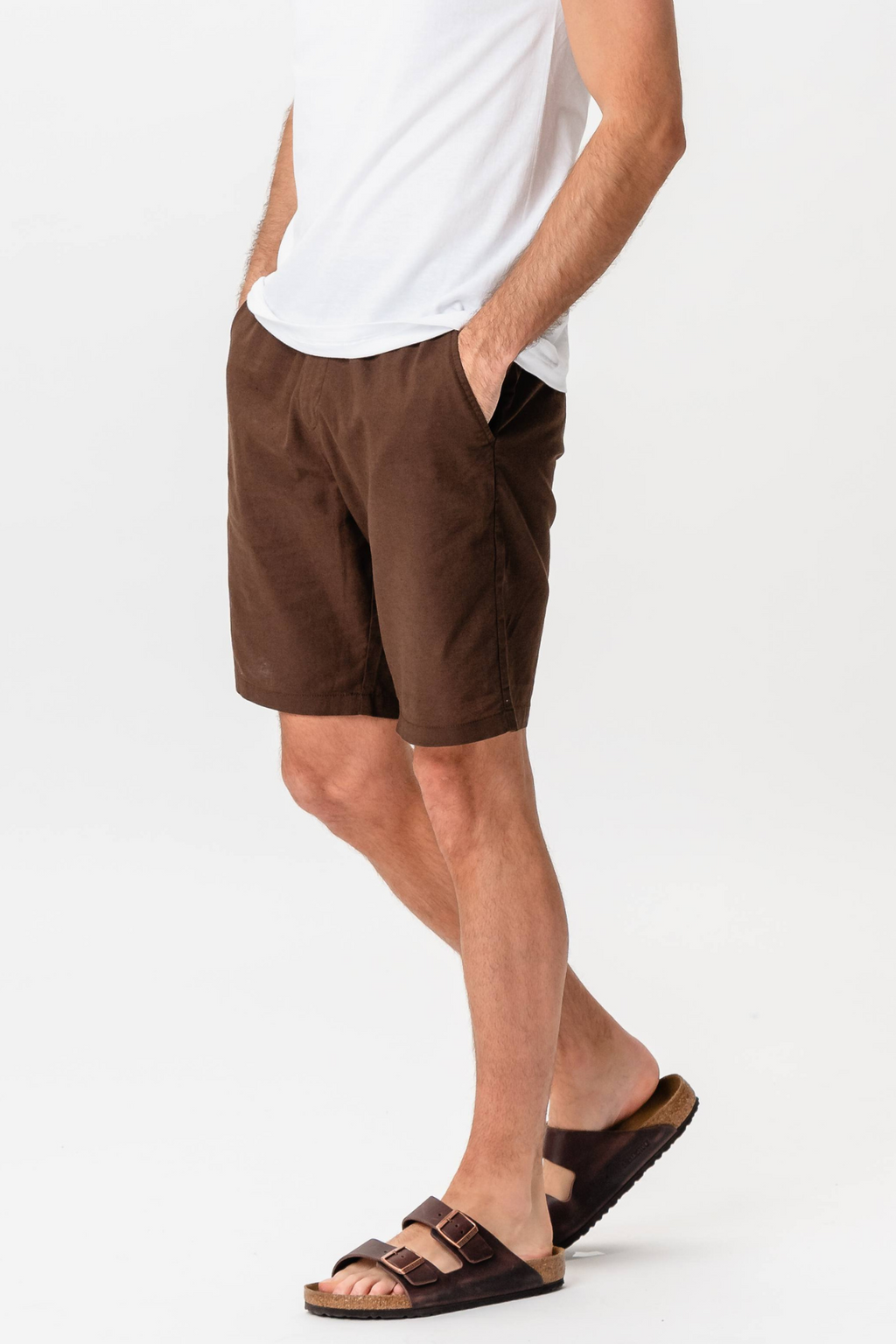 Leinen Shorts - Kaffee