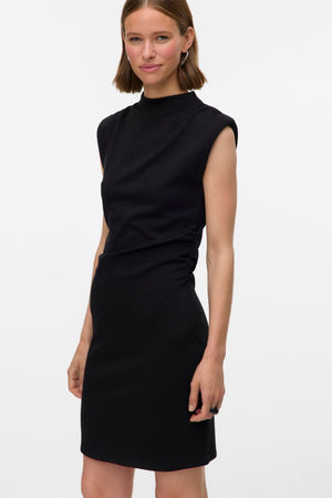 Kurzes, hochgeschlossenes Nelli-Kleid - Schwarz