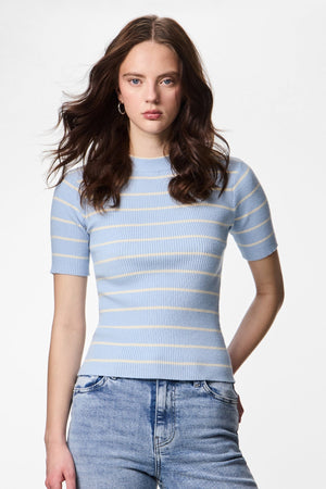 Mira O-Neck-Strick – Kaschmirblaue Birke