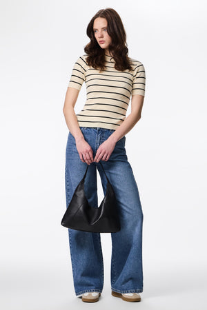 Mira O-Neck-Strick – Birke Schwarz