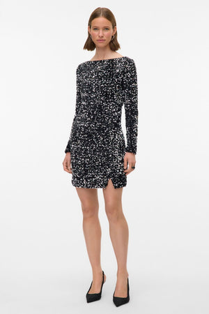 Bella kurzes Kleid - Schwarz Silber