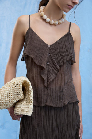 Danira Singlet-Top mit V-Ausschnitt – Schiefer Schwarz