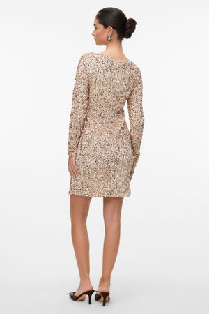 Bella Short Dress - Bimsstein -Champagner