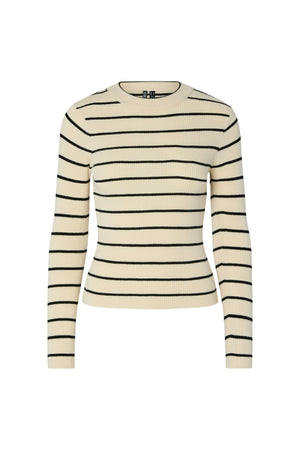 Mira New O-Neck Strick – Birke/Schwarz