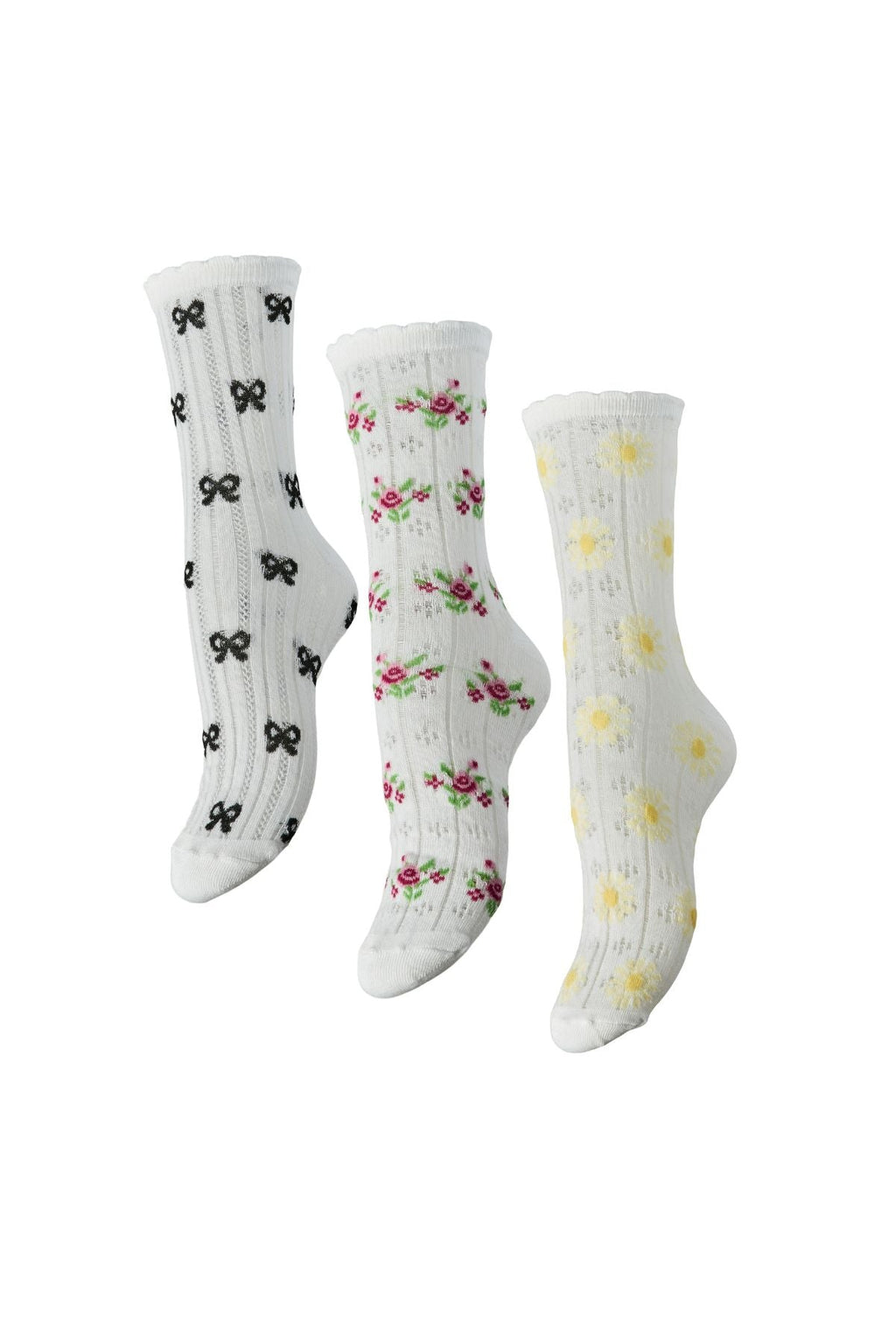 Bella Pointelle Socken 3er-Pack – Cloud Dancer