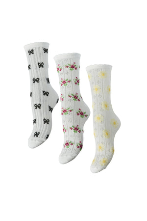 Bella Pointelle Socken 3er-Pack – Cloud Dancer