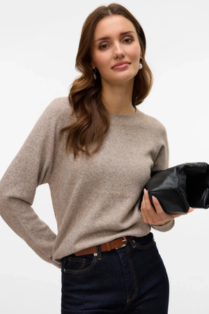 Doffy O-Ausschnitt-Bluse – Moon Rock Melange