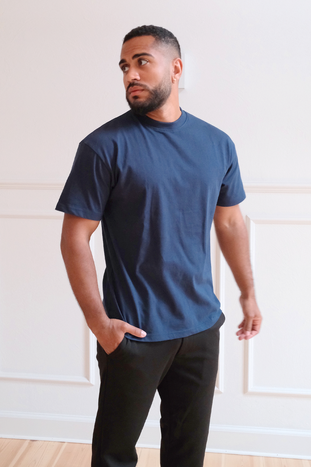 Kastenförmiges T-Shirt – Marineblau