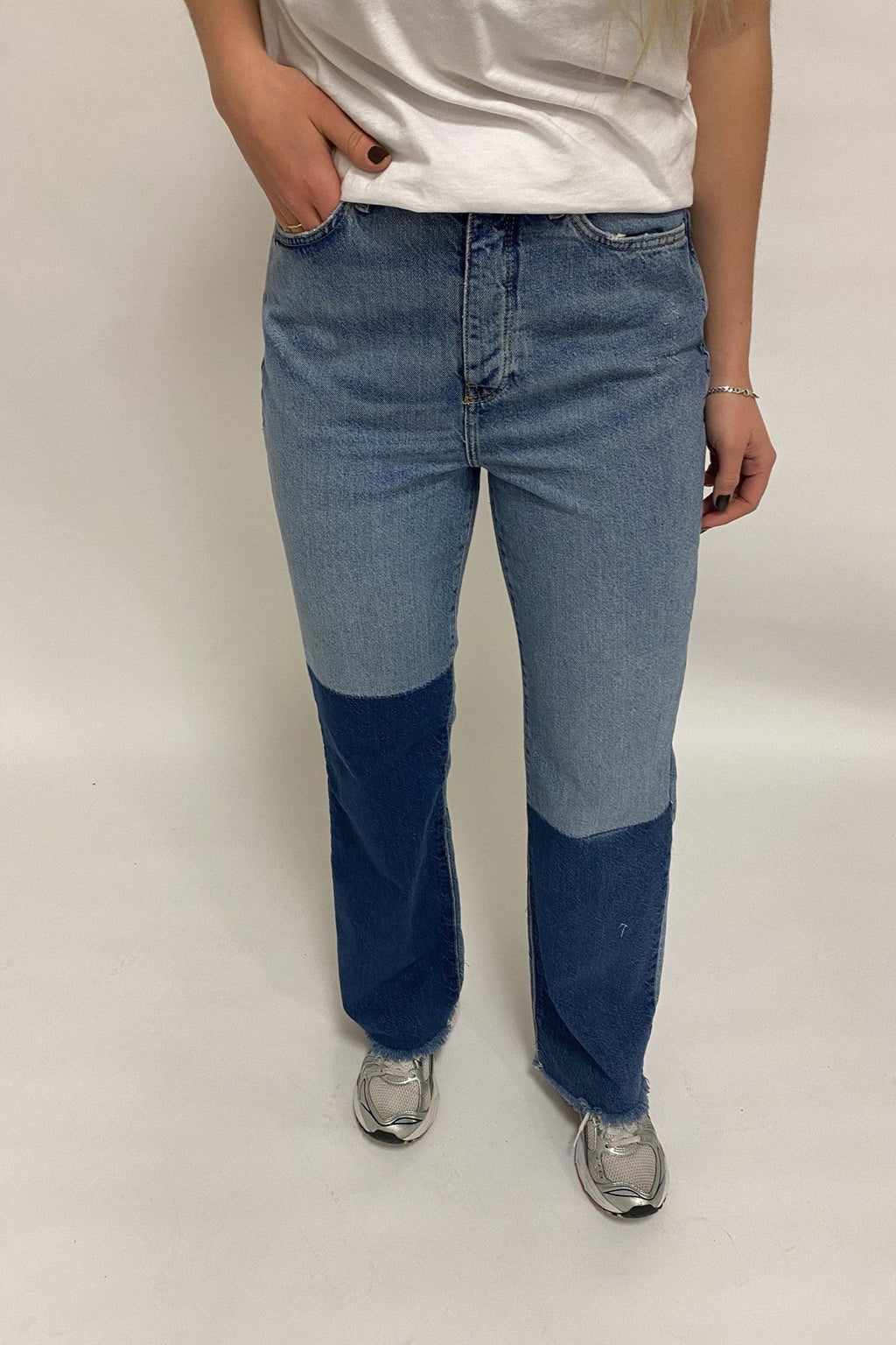 Zikka Farbblock Pants - mittelblauer Denim