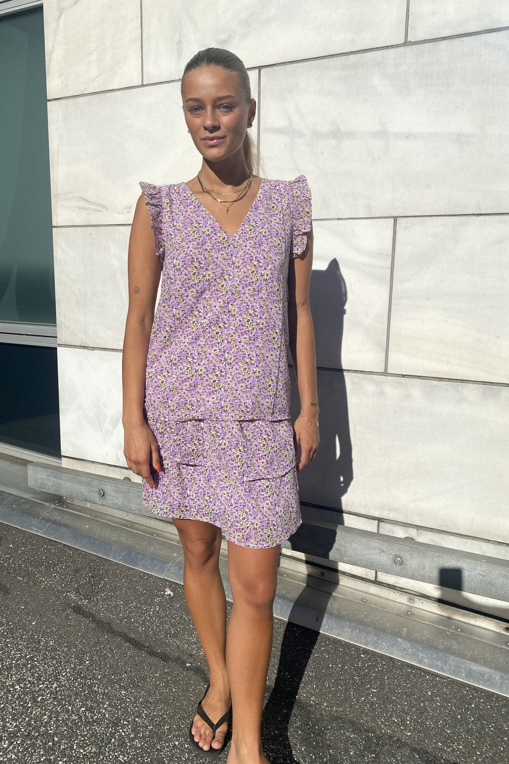 Sternfrill V -Ausschnitt Bluse - Zitronenbaiser