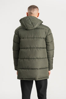 Lange Pufferjacke - Olive