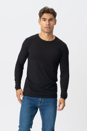 Langarm Muscle T -Shirt - Schwarz