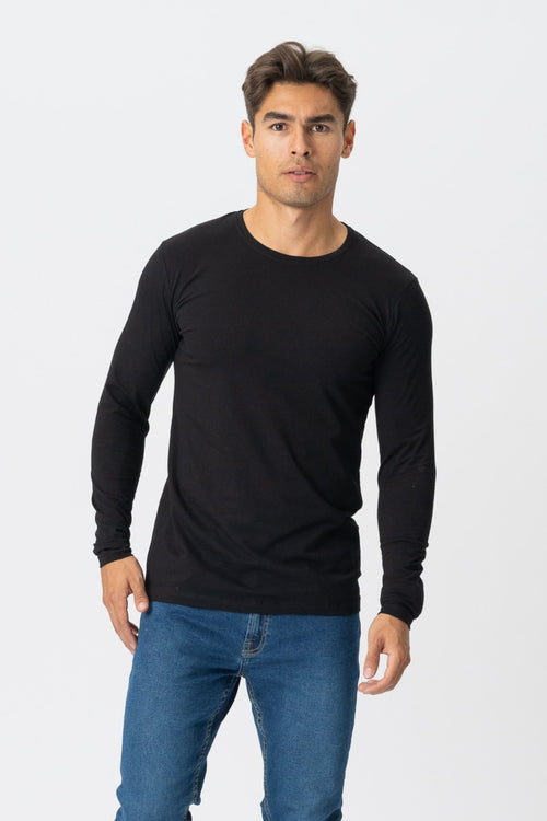 Long - sleeved Muscle T-shirt - Black - TeeShoppen Group™