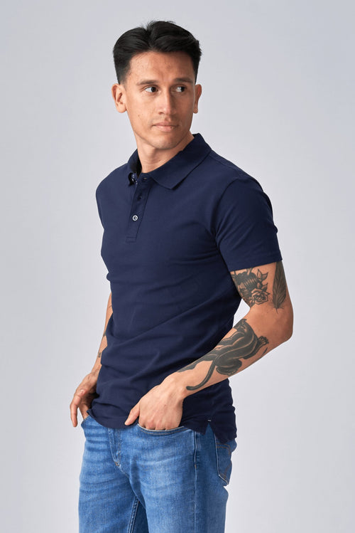 Muscle Polo Shirt - Navy - TeeShoppen Group™ - T-shirt - TeeShoppen