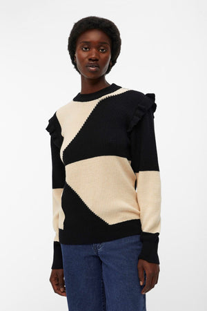 Malena Ruffle Pullover Strik - Sandschale