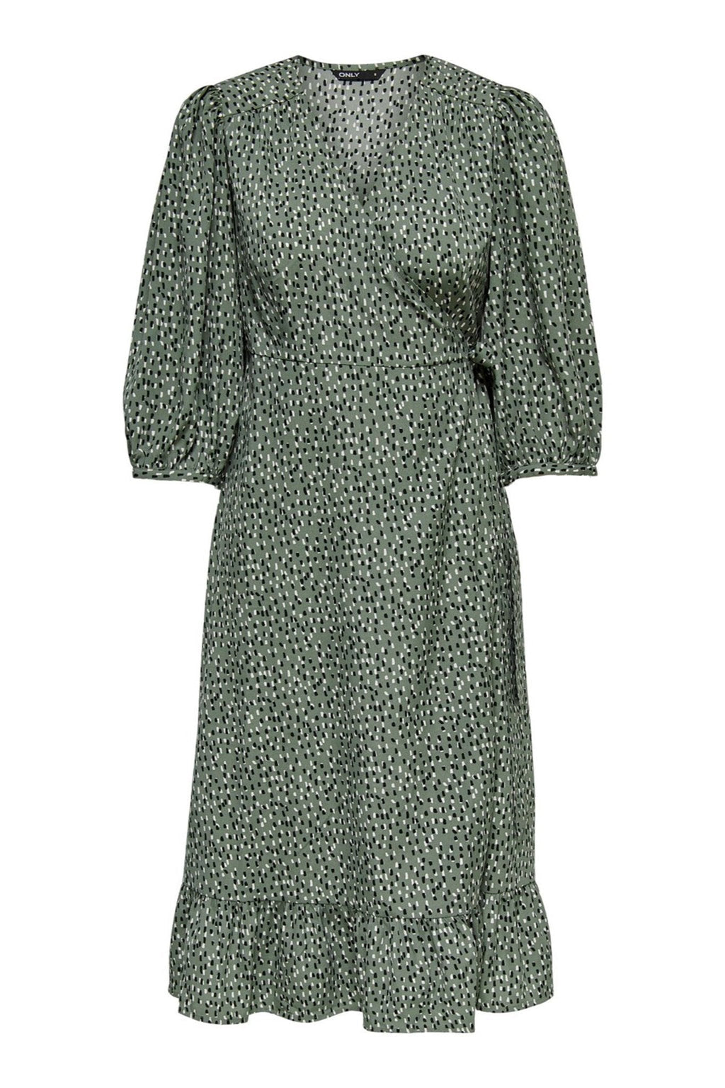 Olivia 3/4 Wrap Midi Kleid - Balsam Grün