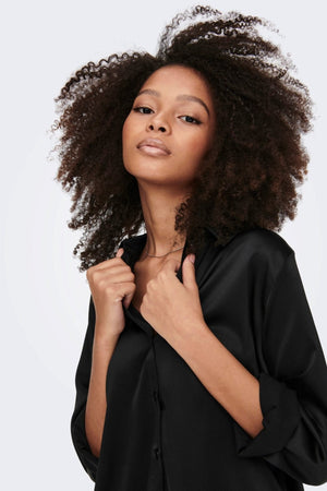 Victoria Satin Kleid - schwarz