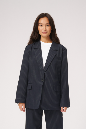 Oversized Blazer - Navy Nadelstreifen