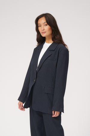 Oversized Blazer - Navy Nadelstreifen