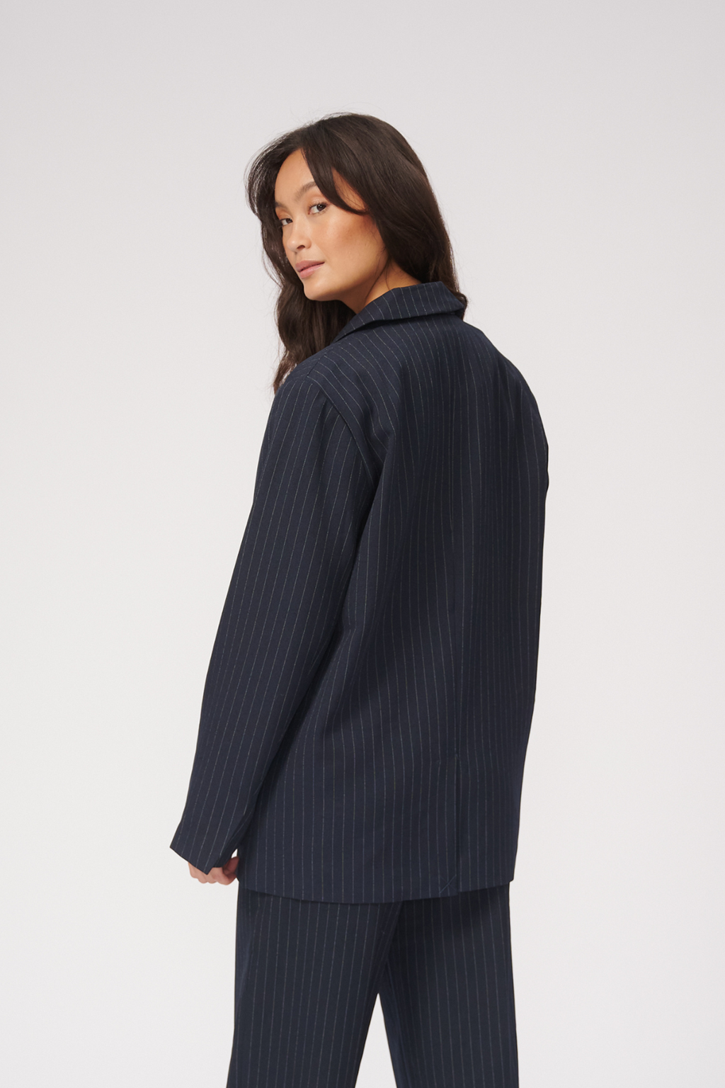 Oversized Blazer - Navy Nadelstreifen