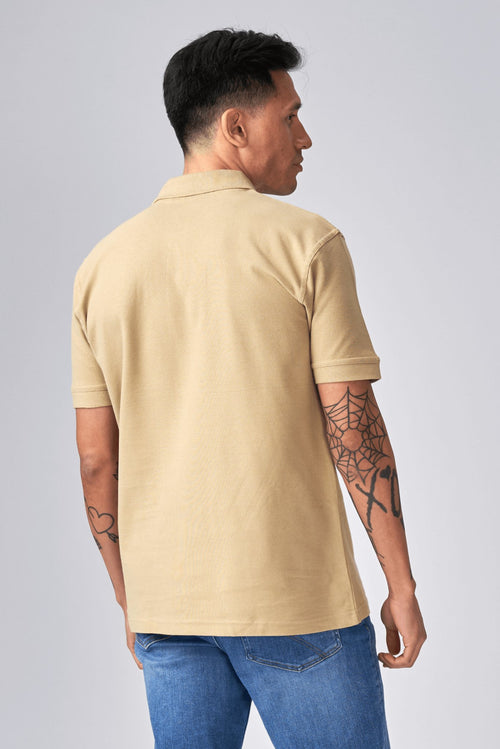 Oversized Polo shirt- Khaki – - TeeShoppen Group™ - T-shirt - TeeShoppen