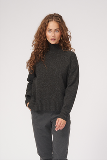 Oversized Strickpolo -Hals -Jumper - dunkelgraue Melange