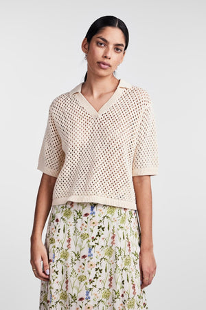 Laya Strick Polo - Weißer Rauch