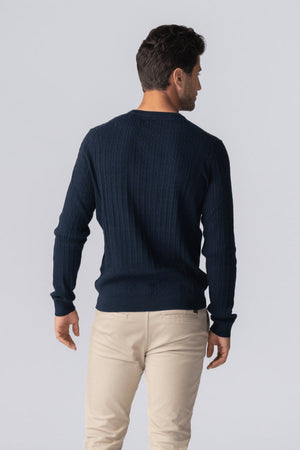 Pullover -Kabel -Strick - Marine