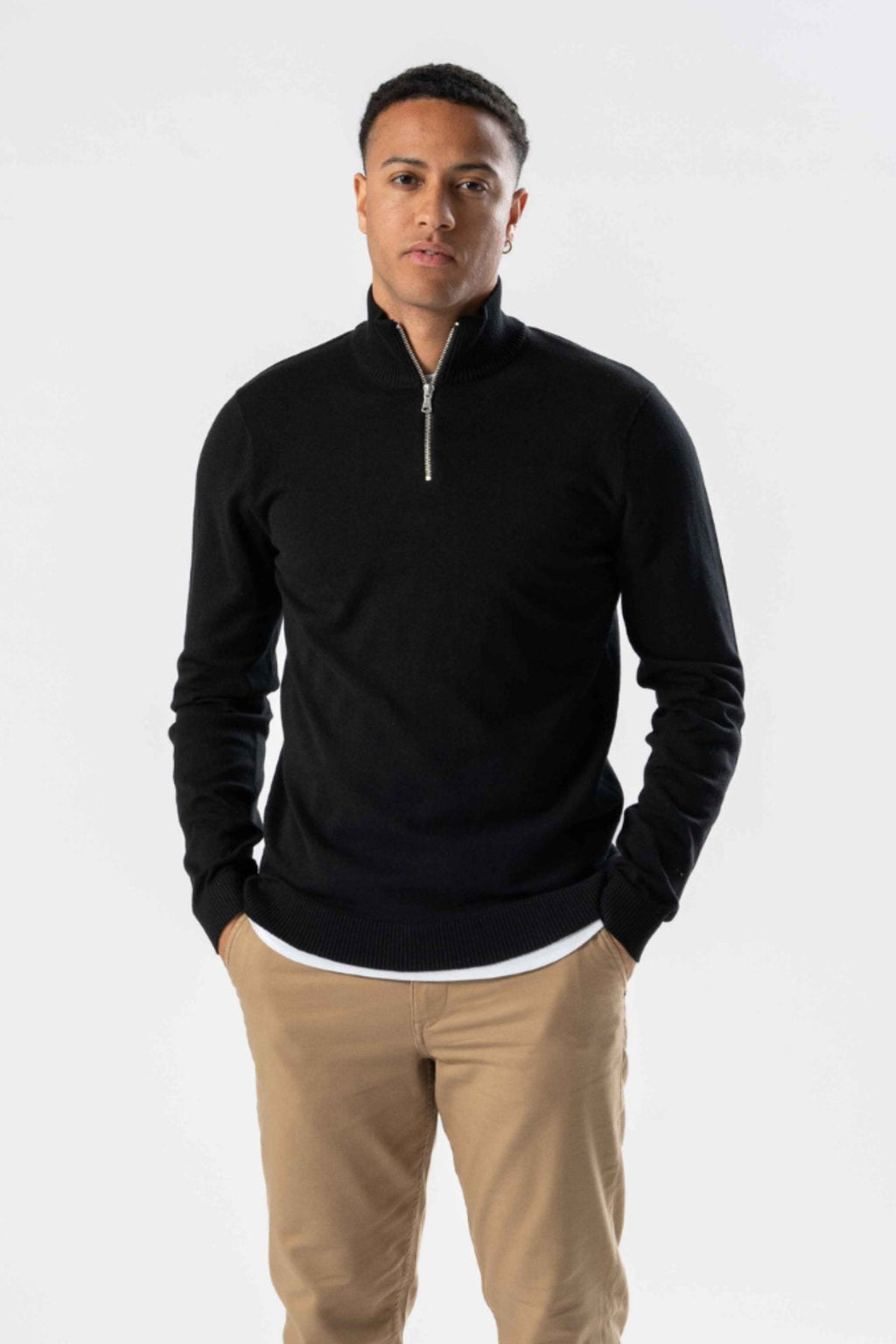 Pullover Half Zip - Schwarz